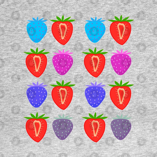 Cute Strawberry Pattern Boho Art by GrooveGeekPrints